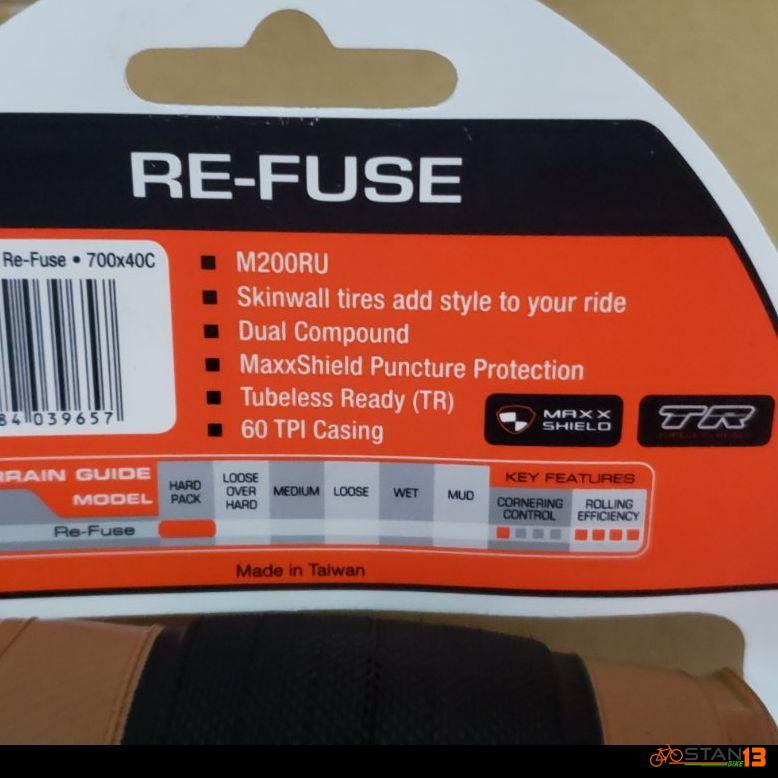 Tire Maxxis RE-FUSE Tanwall Tubeless Ready GRAVEL or ROAD or HYBBRID of TRAINING