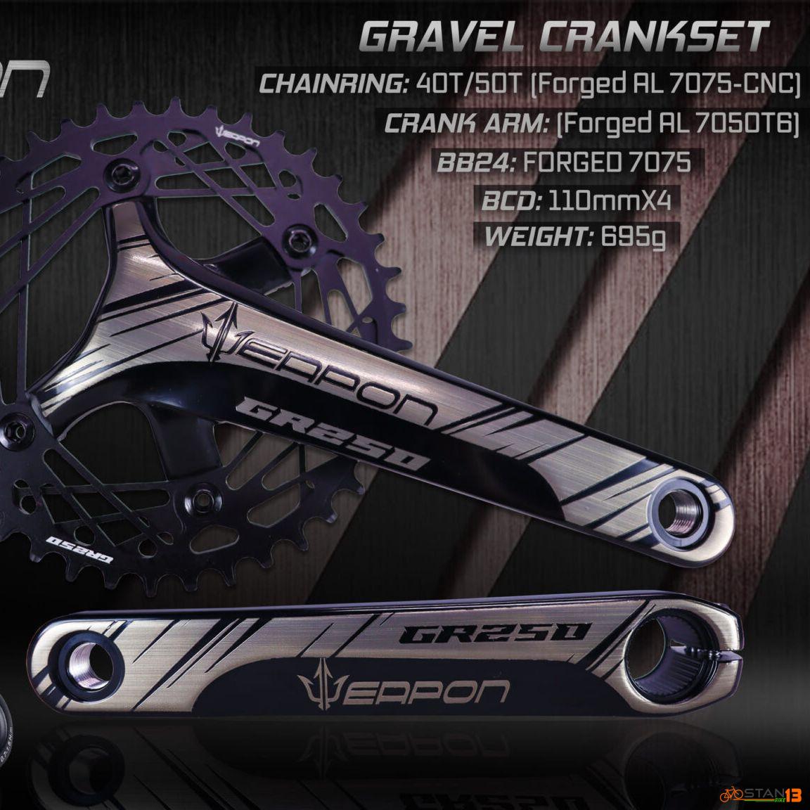 Crank Weapon GR250 Gravel Crank Set Hollow Tech with BB