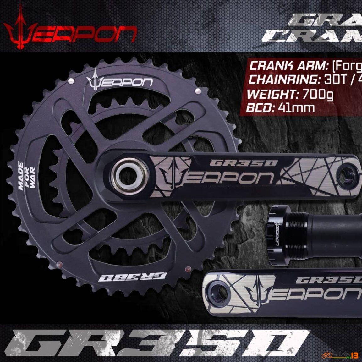 Crank Weapon GR350 Gravel 2X Crank Set Hollow Tech With BB