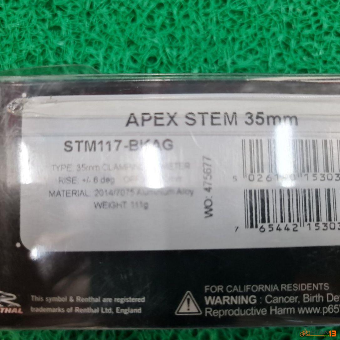Stem Renthal APEX Stem 35mm Clamping Oversize 3 LENGTHS: 33mm, 40mm, or 50mm All negative -6 degree 